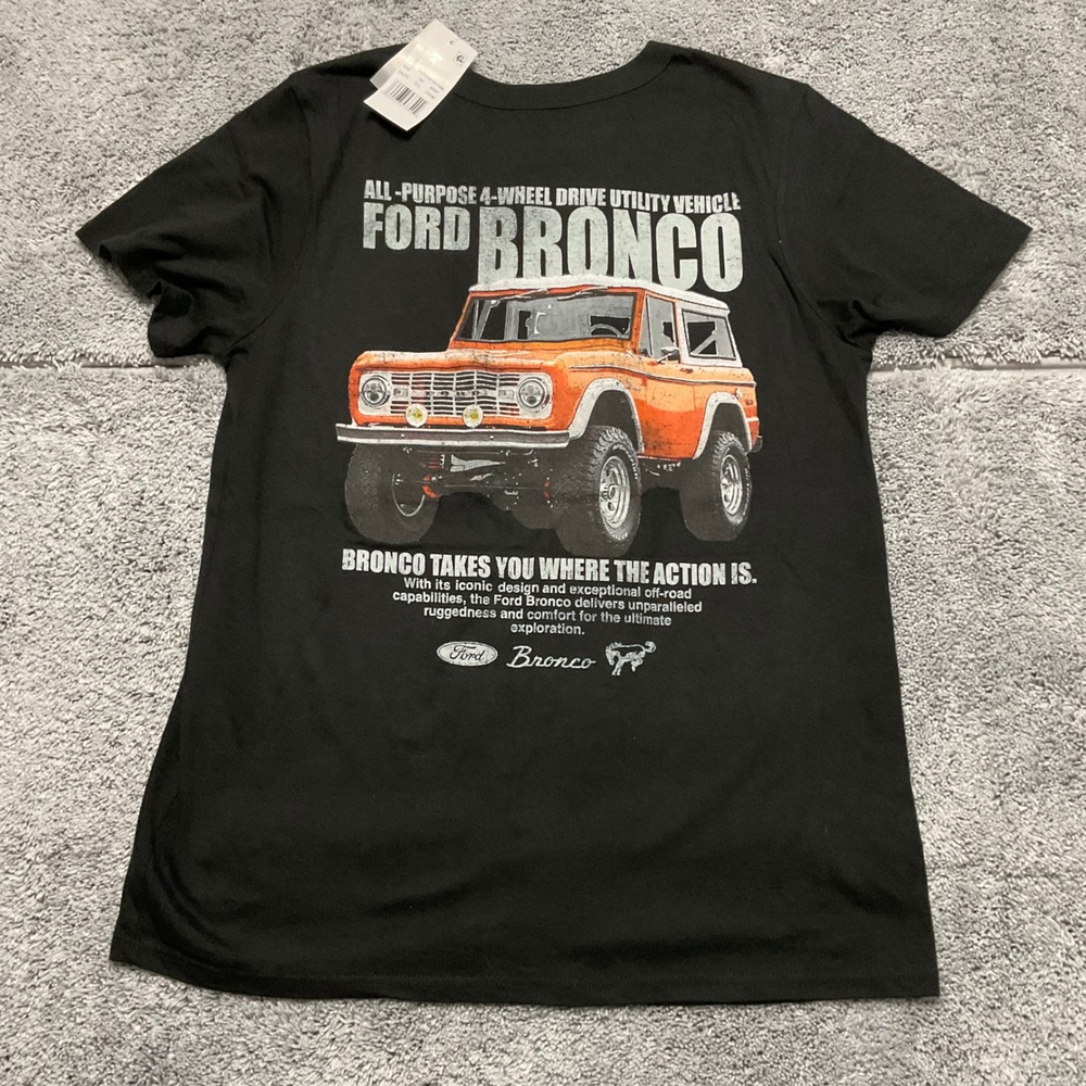 Ford Bronco Graphic T-Shirt Black Small Vintage 4x4 Utility Vehicle Tee NEW